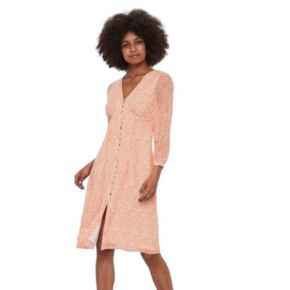 Vero Moda Loula 7/8 animal print button midi dress Size Small - Picture 1 of 13